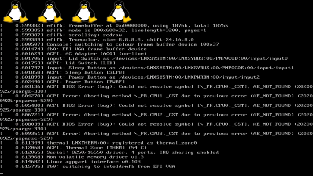 linux kernel boot log